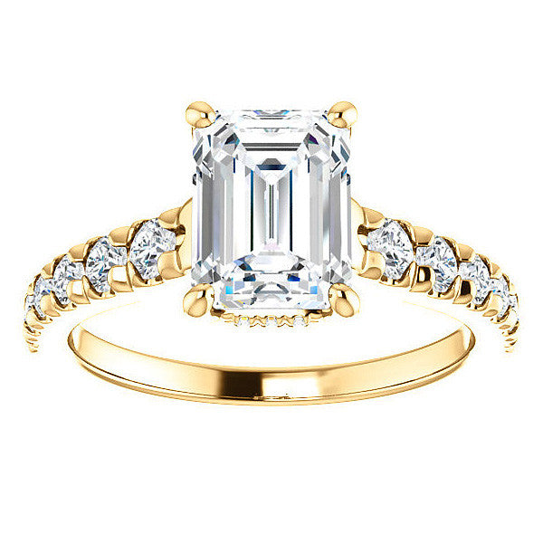 Emerald / Radiant Moissanite Engagement Ring