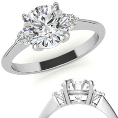 Round Moissanite Petite Three Stone Engagement Ring