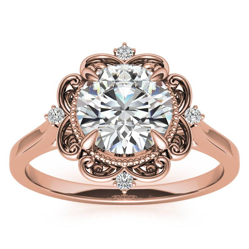 Round Moissanite Cathedral Engagement Ring