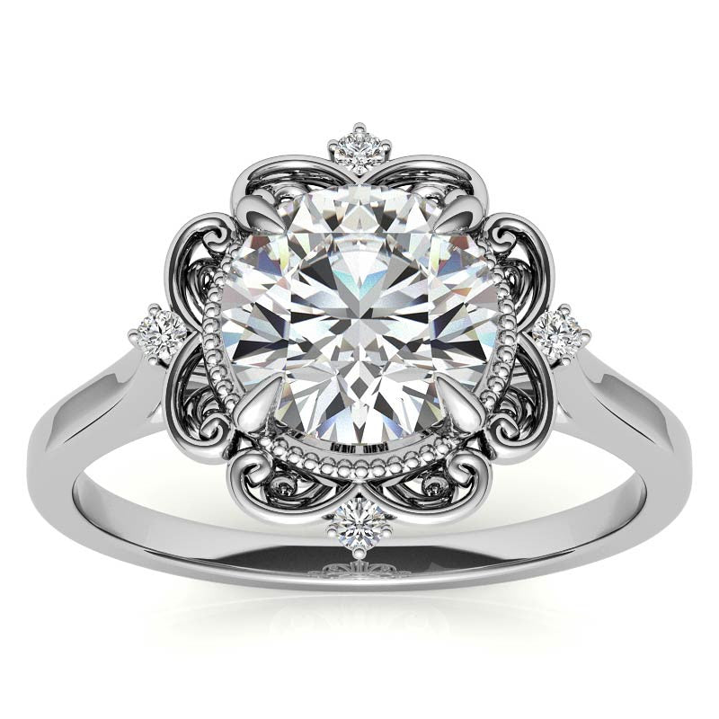 Round Moissanite Cathedral Engagement Ring