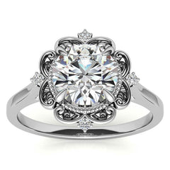 Round Moissanite Cathedral Engagement Ring