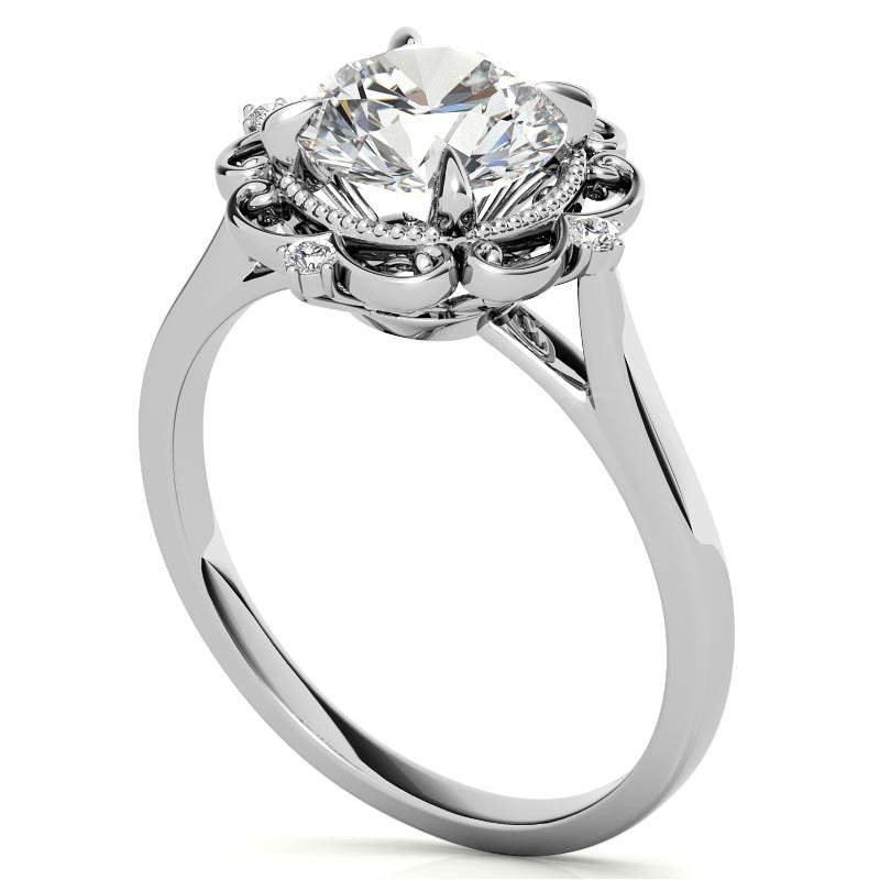 Round Moissanite Cathedral Engagement Ring