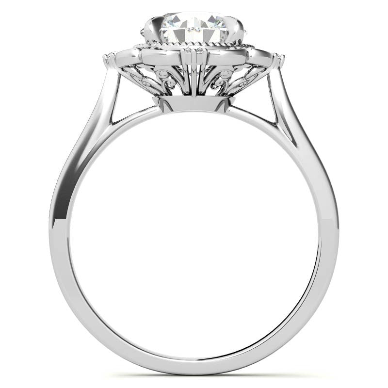 Round Moissanite Cathedral Engagement Ring
