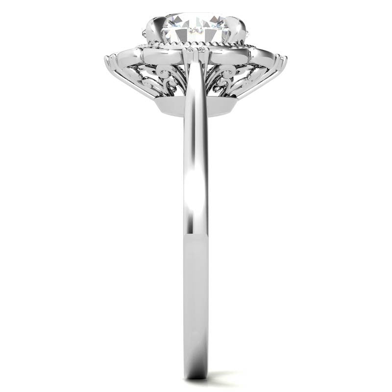 Round Moissanite Cathedral Engagement Ring