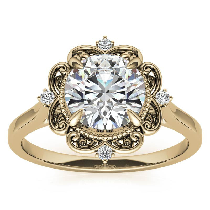 Round Moissanite Cathedral Engagement Ring