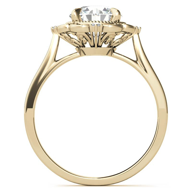 Round Moissanite Cathedral Engagement Ring