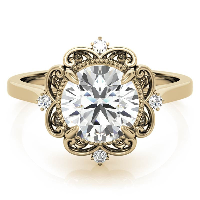 Round Moissanite Cathedral Engagement Ring