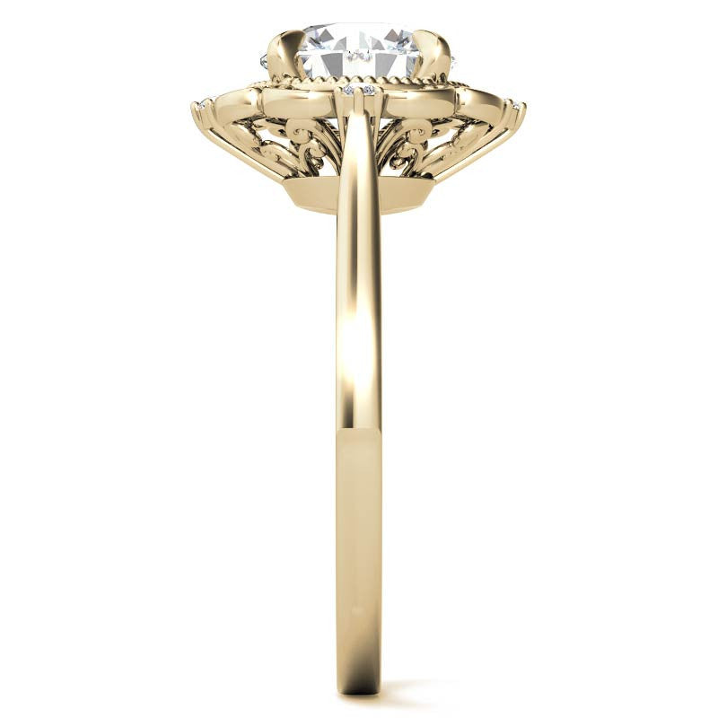 Round Moissanite Cathedral Engagement Ring