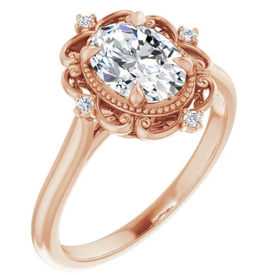 Oval Moissanite Cathedral Engagement Ring