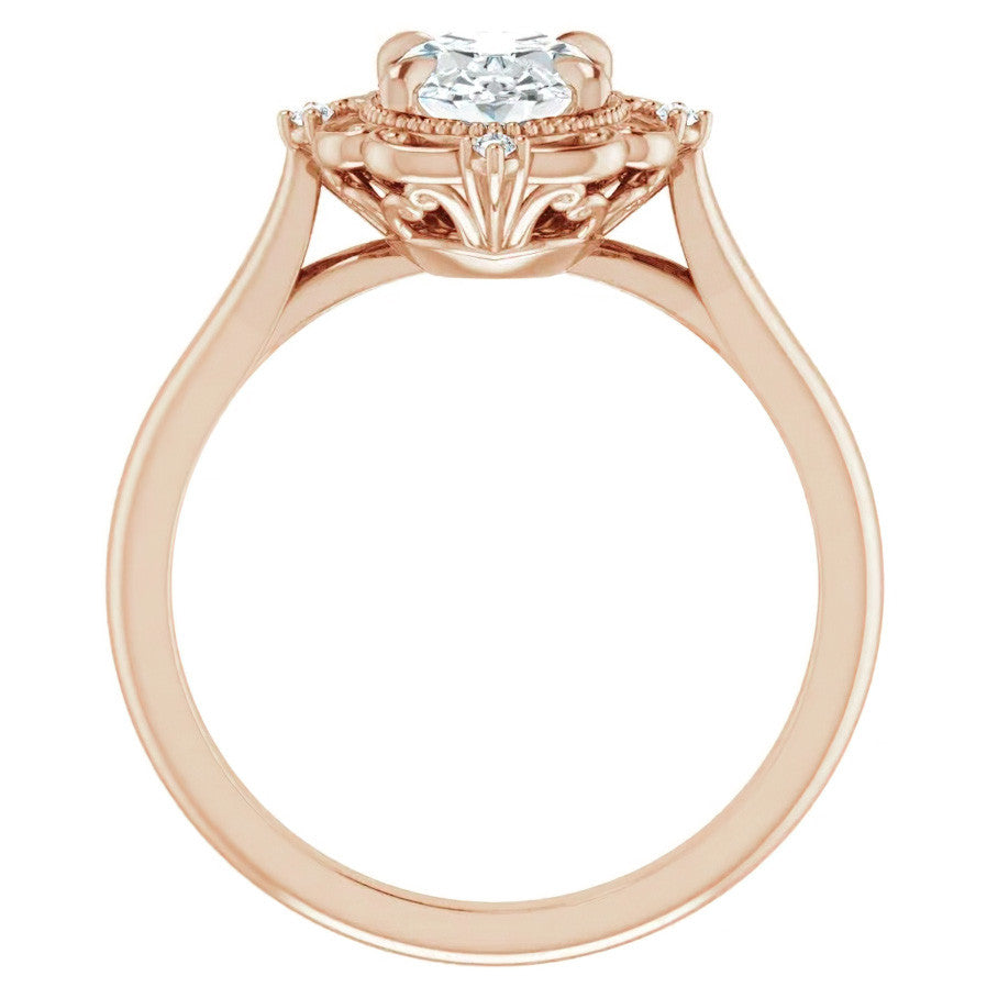 Oval Moissanite Cathedral Engagement Ring