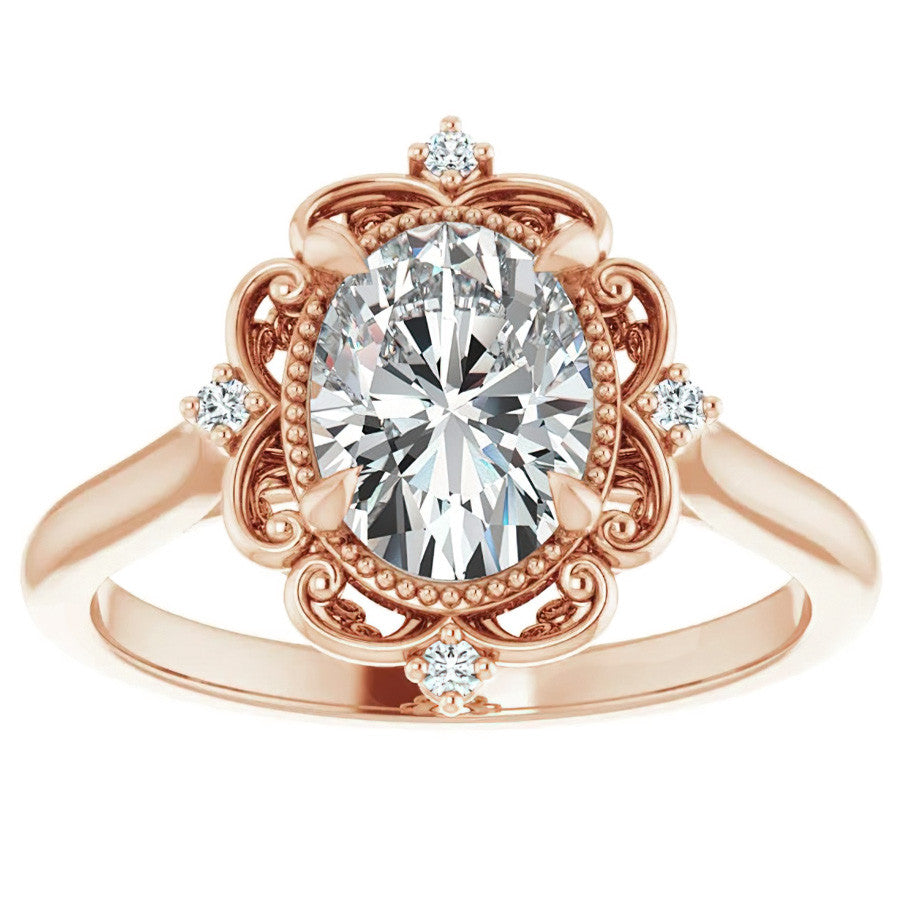 Oval Moissanite Cathedral Engagement Ring
