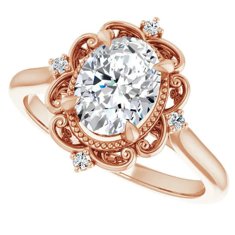 Oval Moissanite Cathedral Engagement Ring