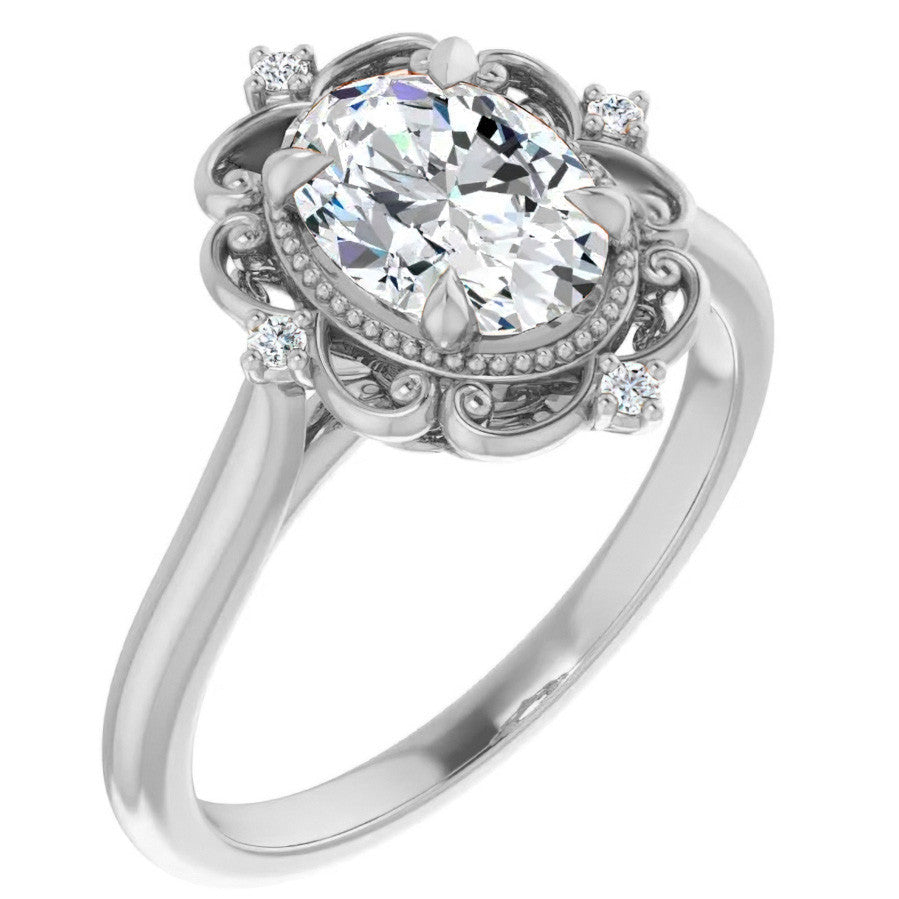 Oval Moissanite Cathedral Engagement Ring