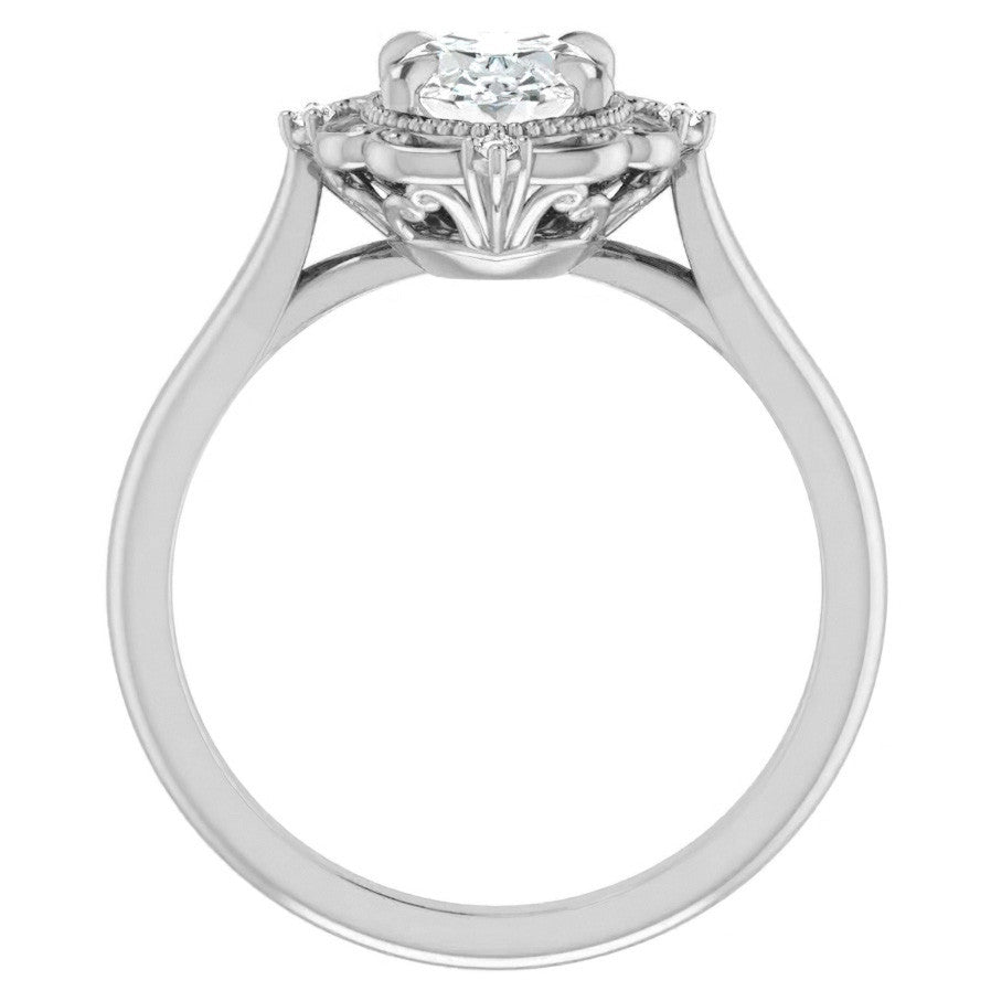 Oval Moissanite Cathedral Engagement Ring
