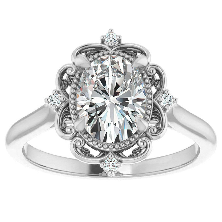 Oval Moissanite Cathedral Engagement Ring