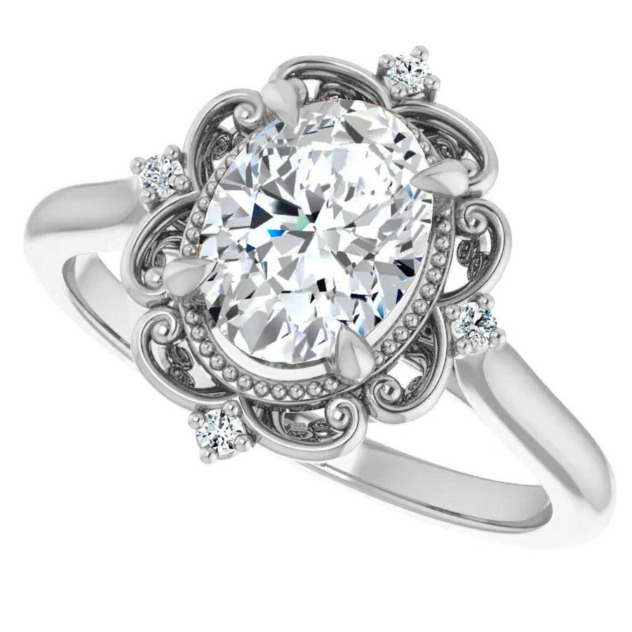 Oval Moissanite Cathedral Engagement Ring