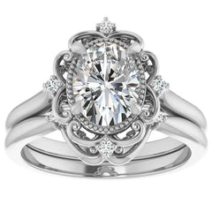 Oval Moissanite Cathedral Engagement Ring