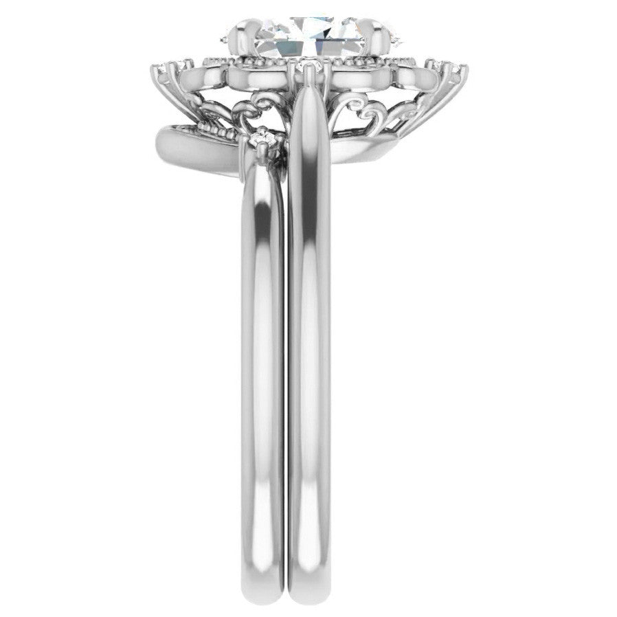 Oval Moissanite Cathedral Engagement Ring