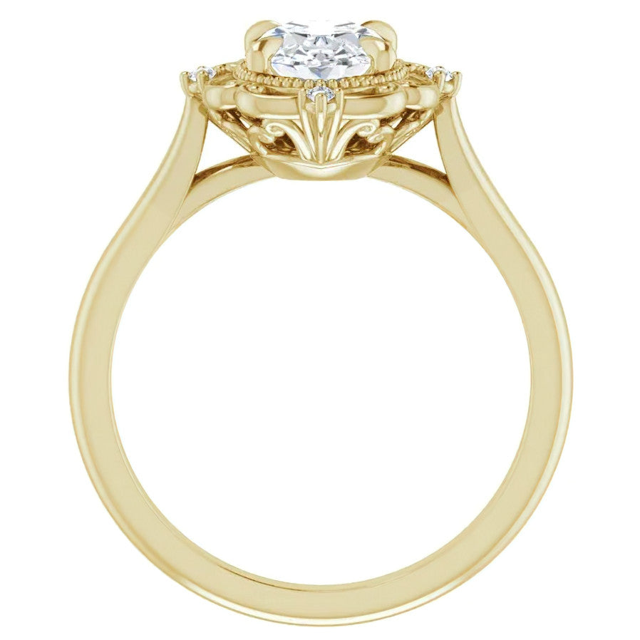 Oval Moissanite Cathedral Engagement Ring