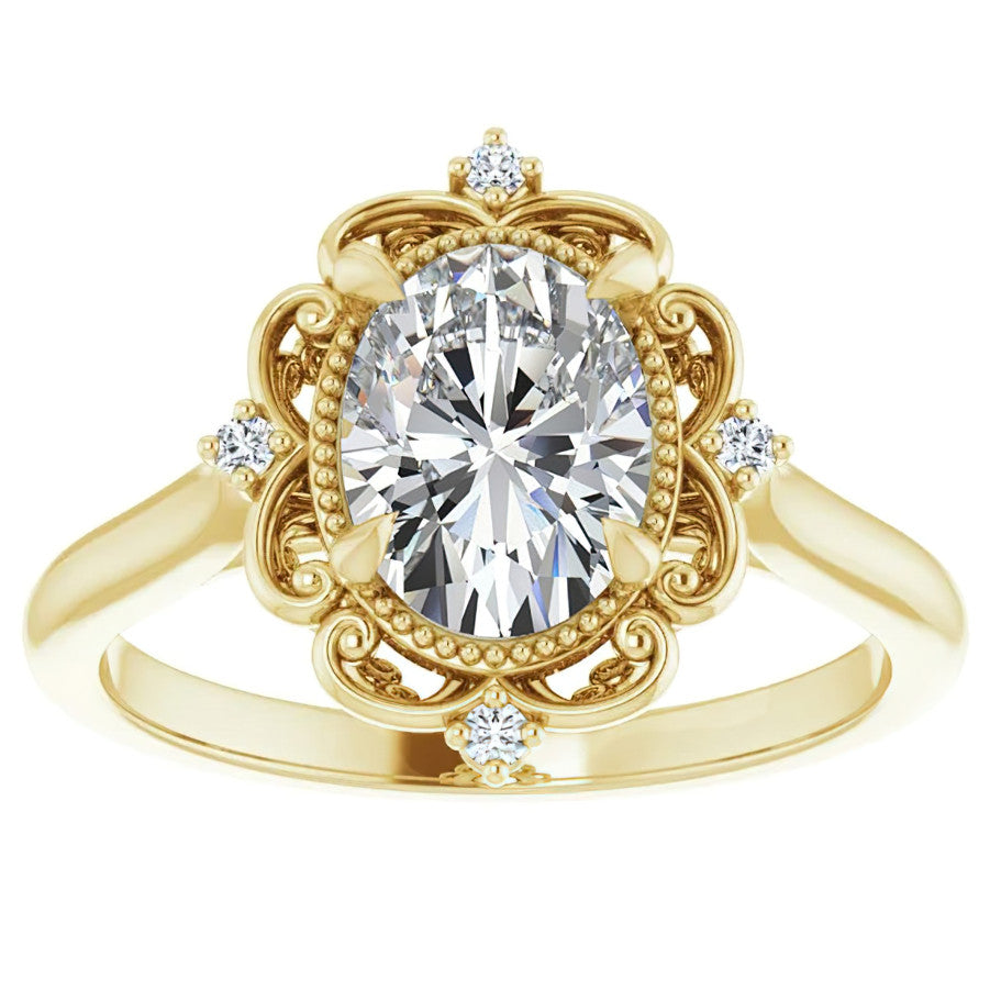 Oval Moissanite Cathedral Engagement Ring