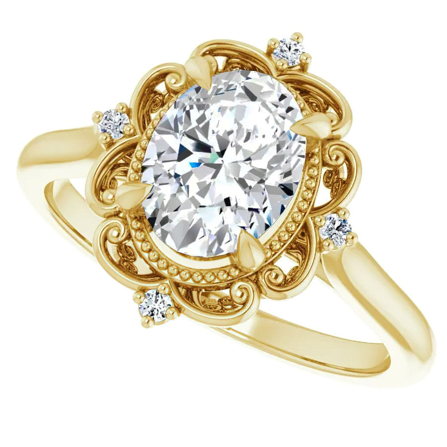 Oval Moissanite Cathedral Engagement Ring