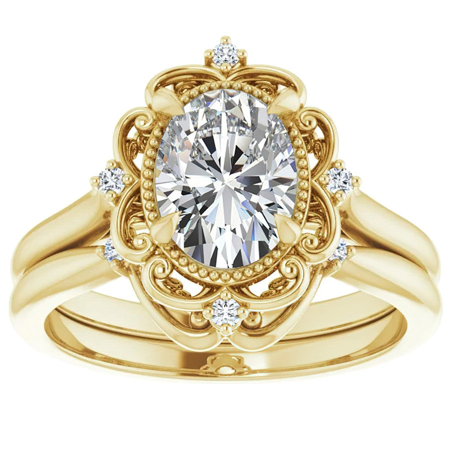 Oval Moissanite Cathedral Engagement Ring