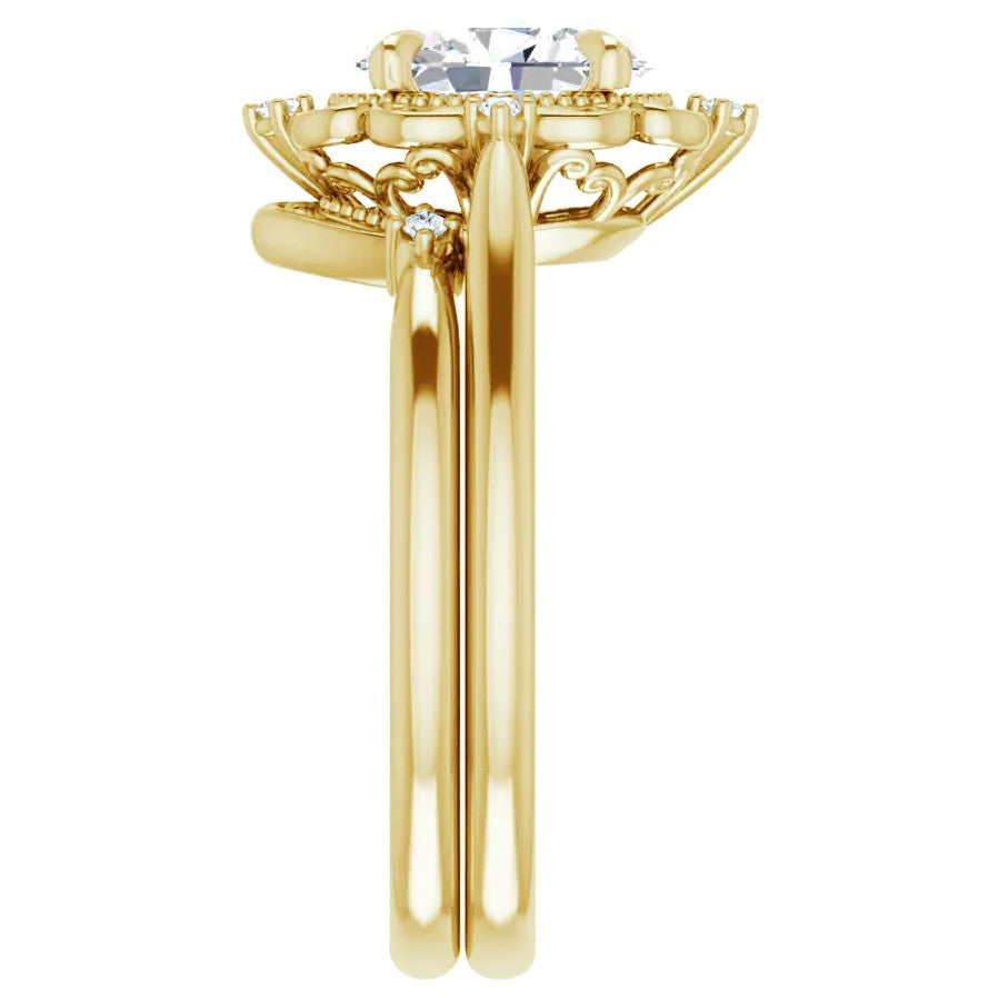 Oval Moissanite Cathedral Engagement Ring