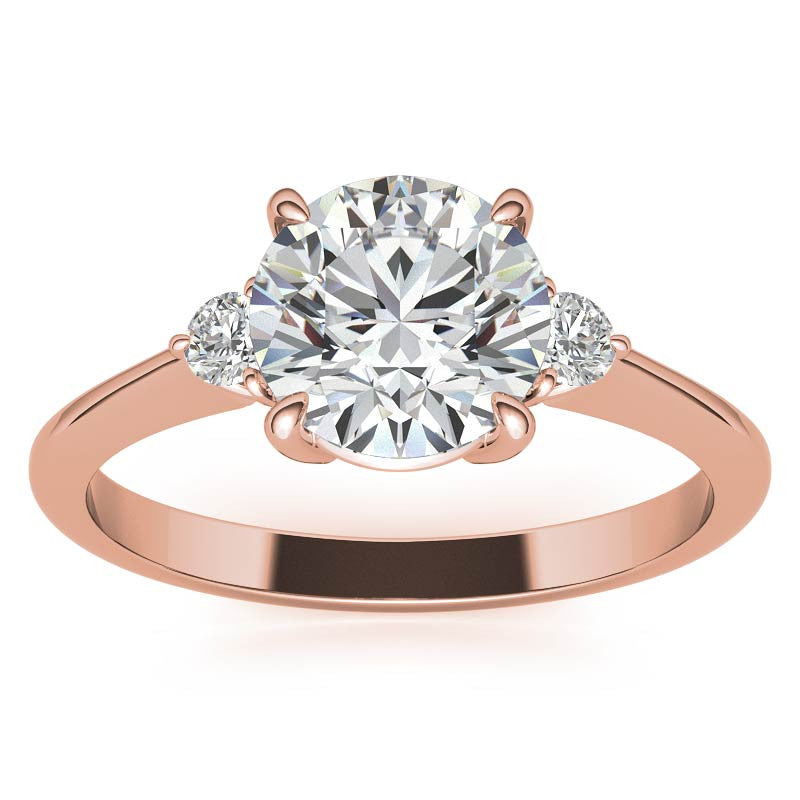 Round Moissanite Petite Three Stone Engagement Ring