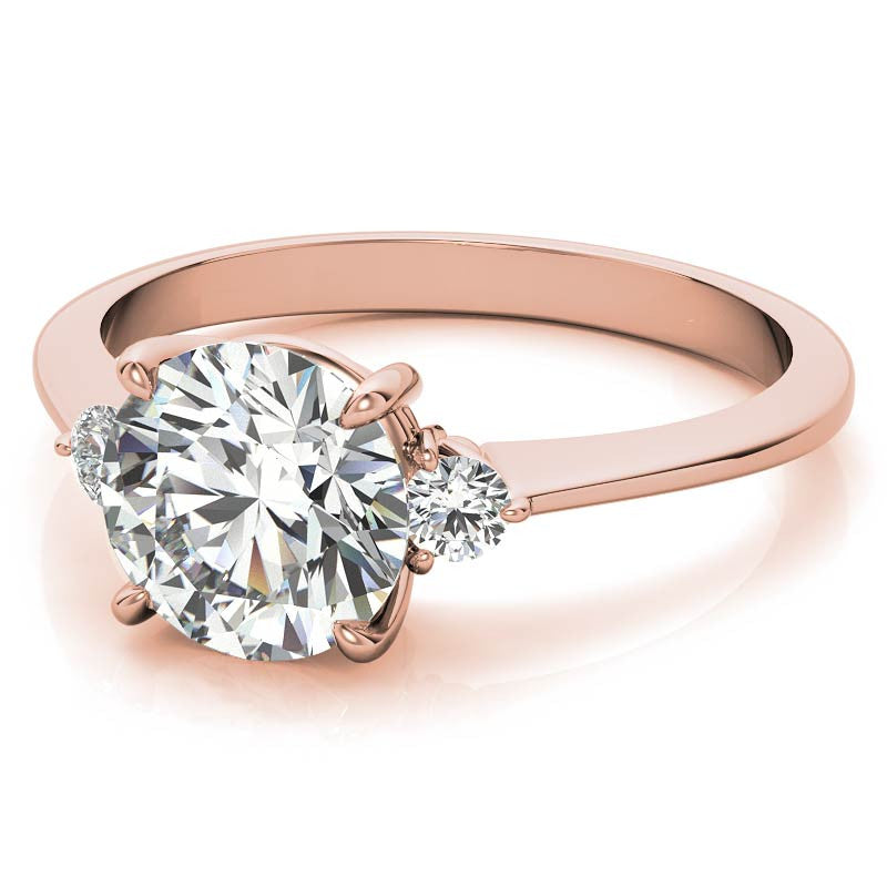 Round Moissanite Petite Three Stone Engagement Ring