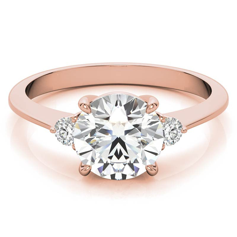 Round Moissanite Petite Three Stone Engagement Ring