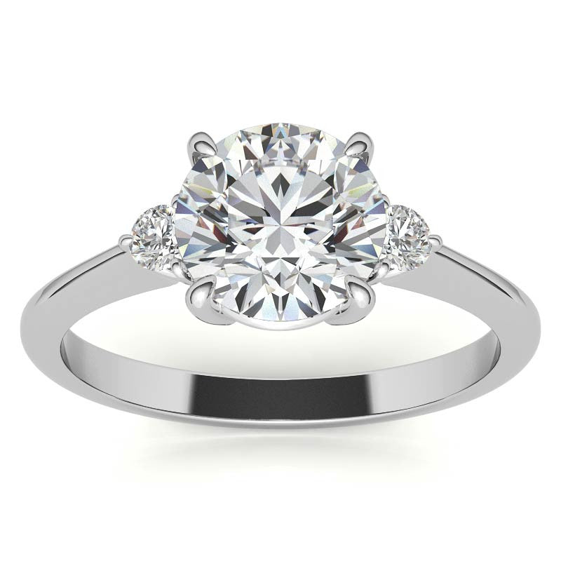 Round Moissanite Petite Three Stone Engagement Ring