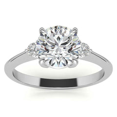 Round Moissanite Petite Three Stone Engagement Ring