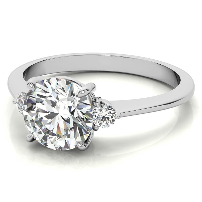 Round Moissanite Petite Three Stone Engagement Ring