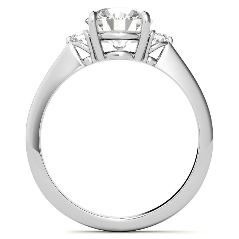 Round Moissanite Petite Three Stone Engagement Ring