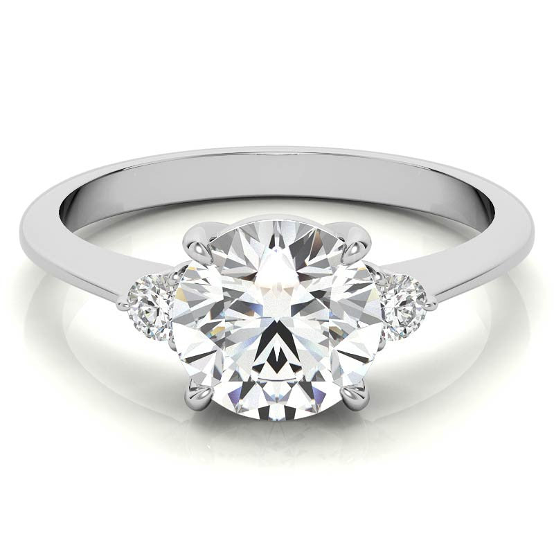 Round Moissanite Petite Three Stone Engagement Ring