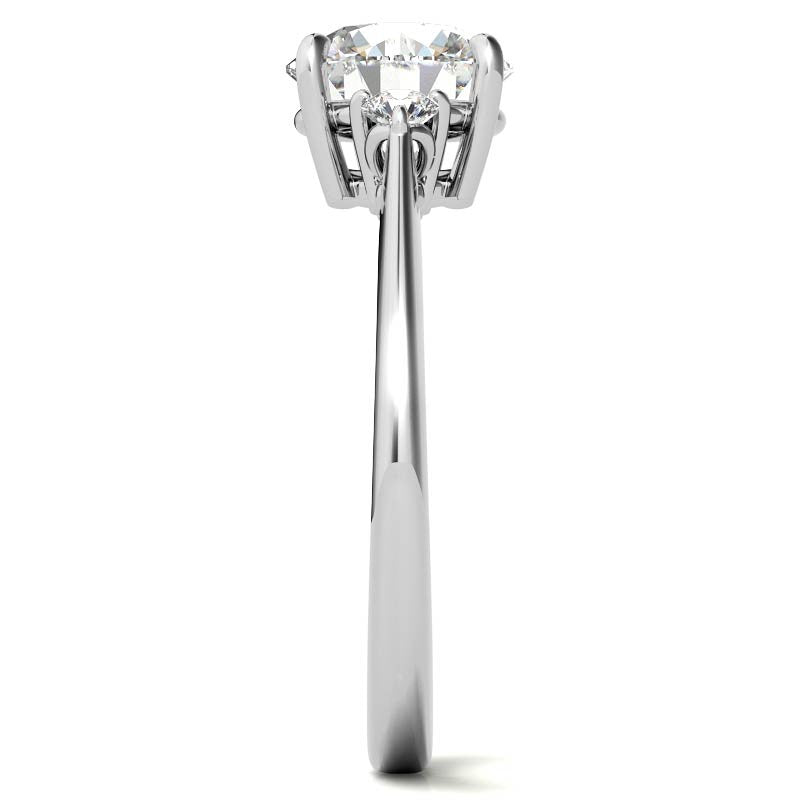 Round Moissanite Petite Three Stone Engagement Ring