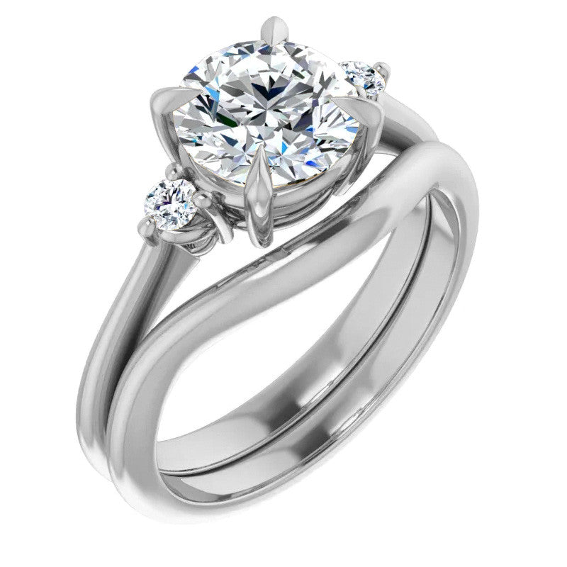 Round Moissanite Petite Three Stone Engagement Ring