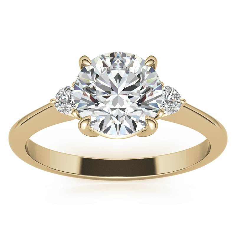 Round Moissanite Petite Three Stone Engagement Ring