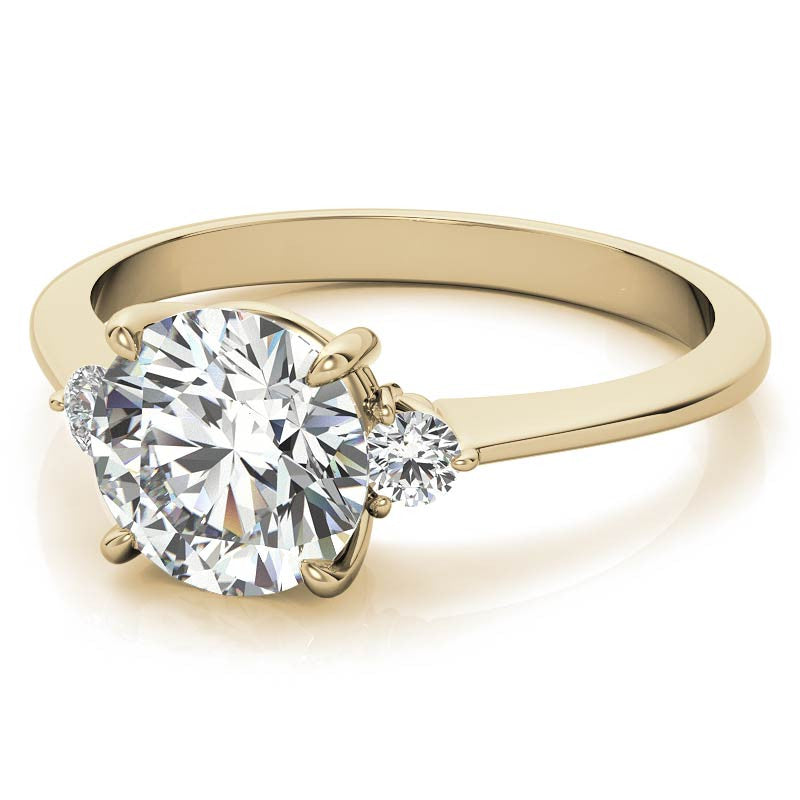 Round Moissanite Petite Three Stone Engagement Ring