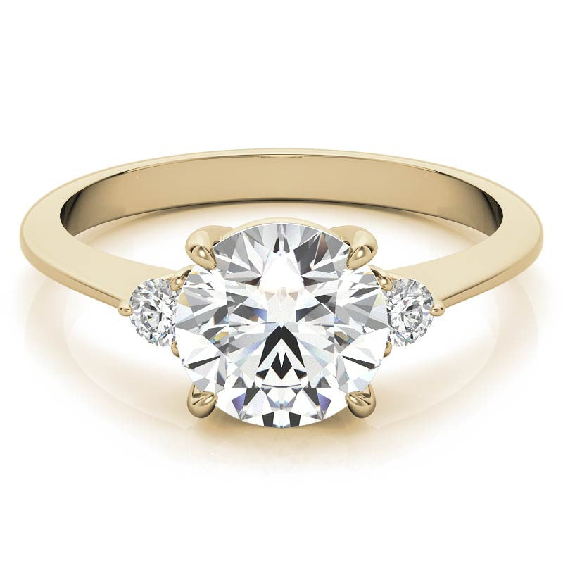 Round Moissanite Petite Three Stone Engagement Ring