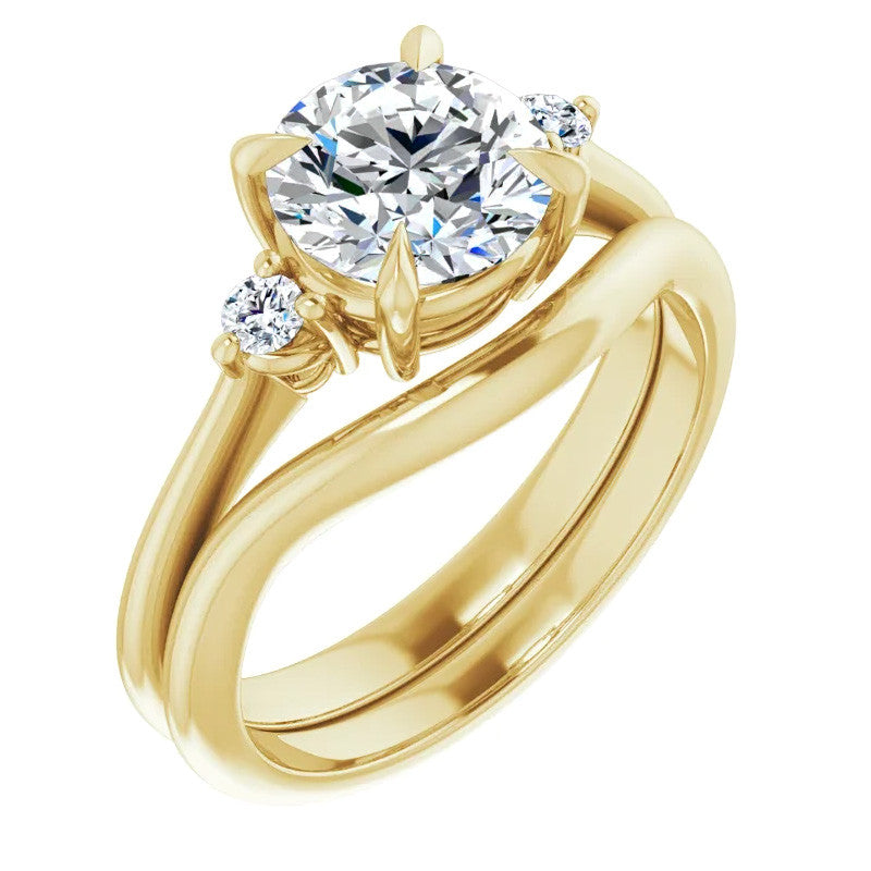Round Moissanite Petite Three Stone Engagement Ring