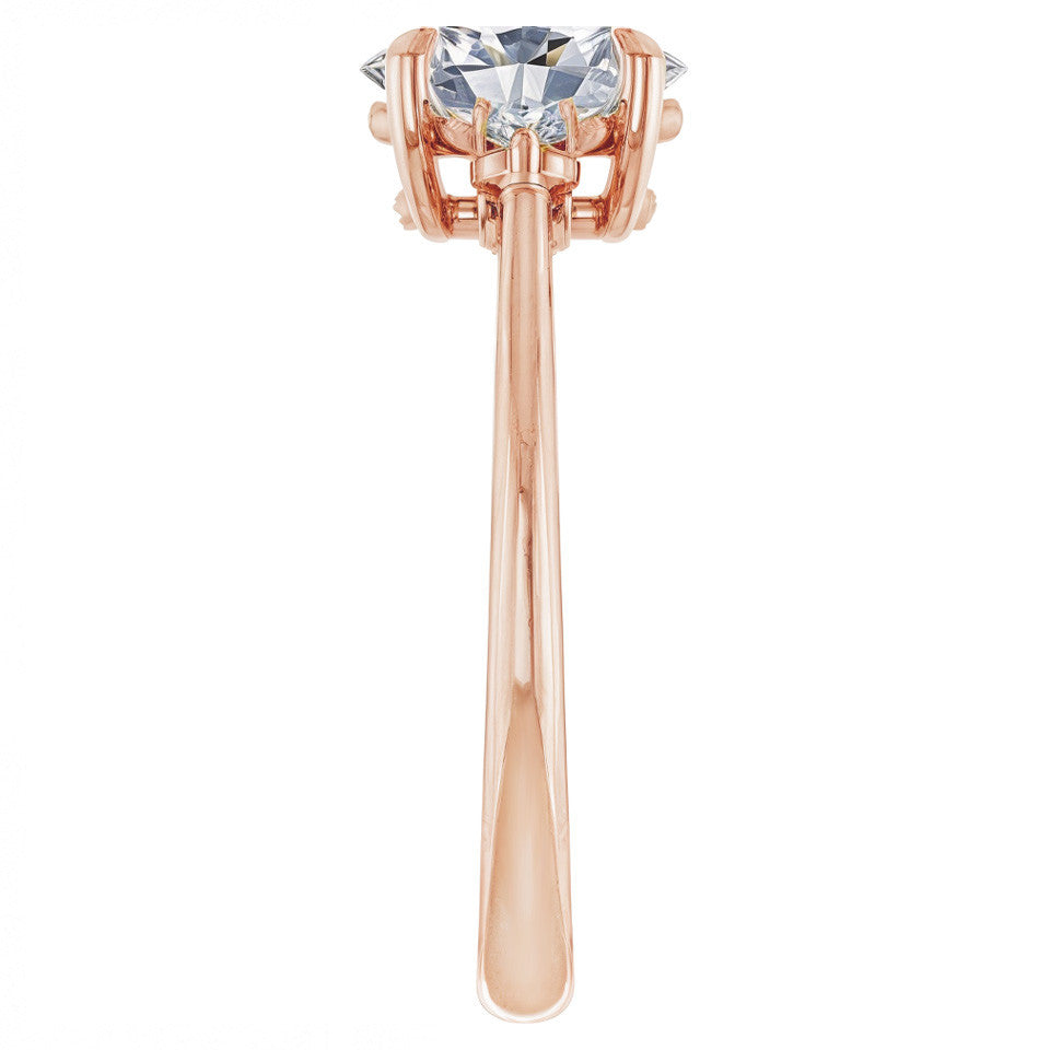Oval Moissanite Unique Three Stone Engagement Ring