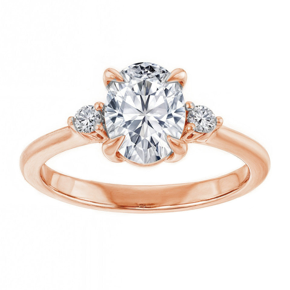 Oval Moissanite Unique Three Stone Engagement Ring