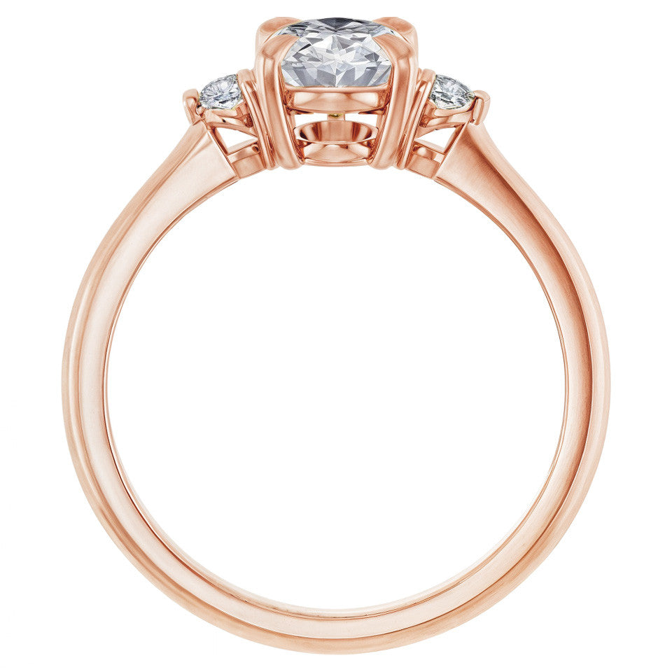 Oval Moissanite Unique Three Stone Engagement Ring