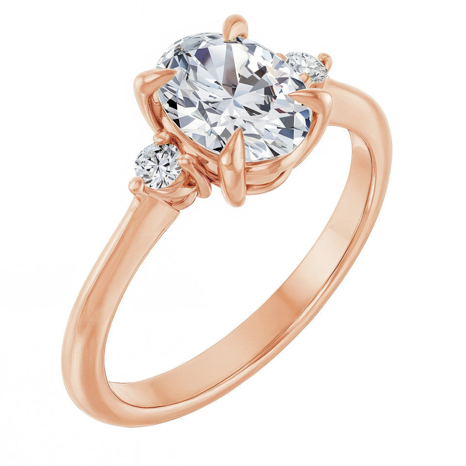 Oval Moissanite Unique Three Stone Engagement Ring