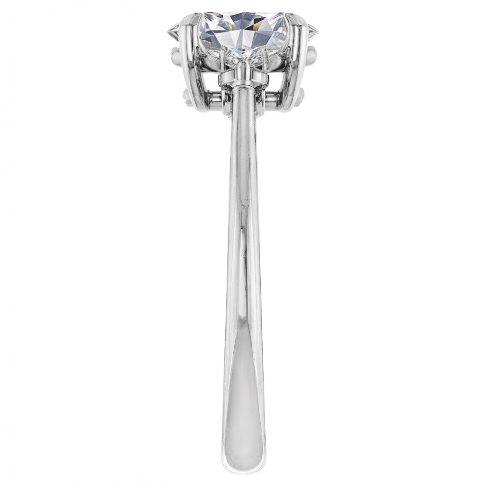 Oval Moissanite Unique Three Stone Engagement Ring