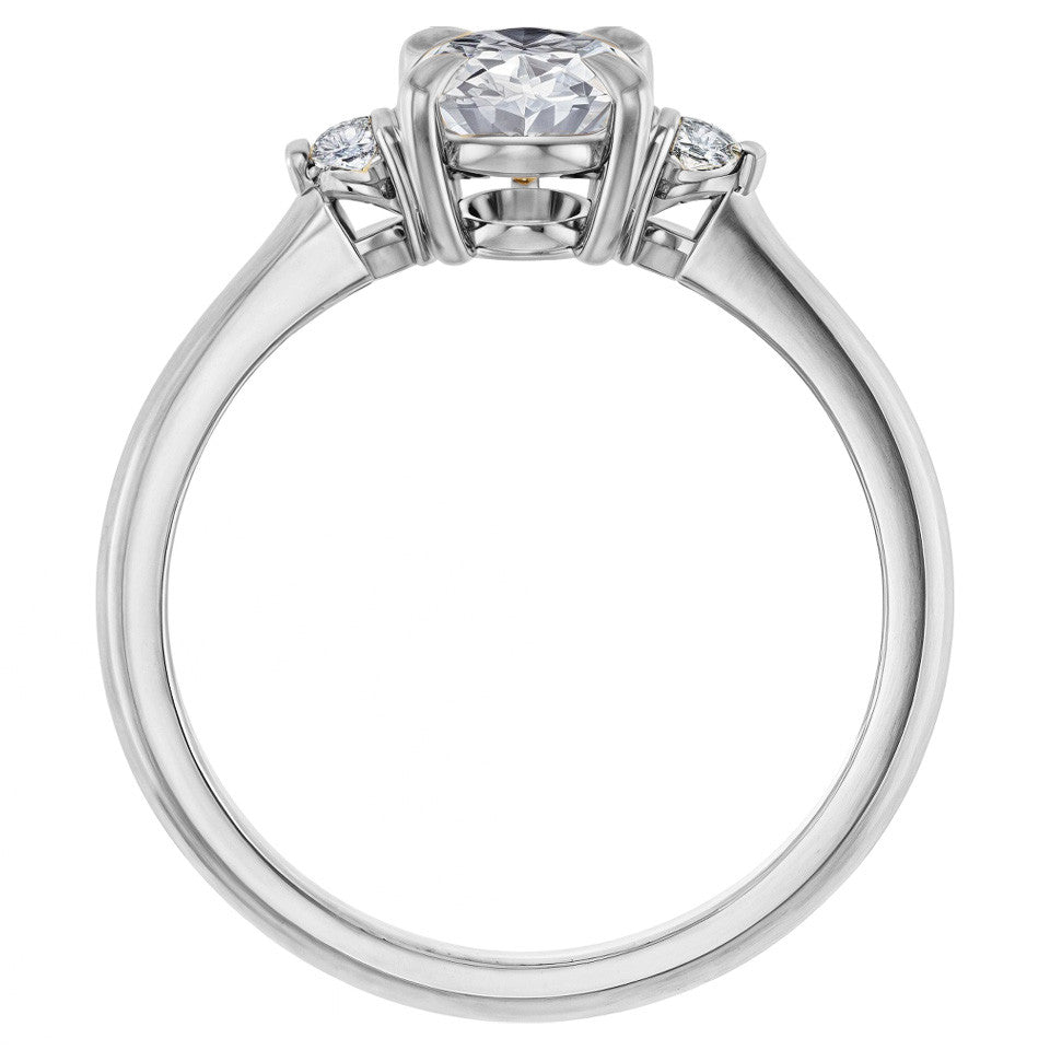 Oval Moissanite Unique Three Stone Engagement Ring