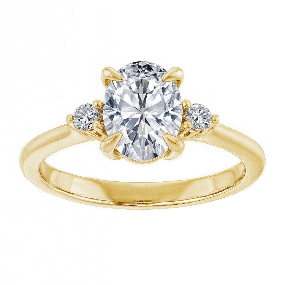 Oval Moissanite Unique Three Stone Engagement Ring