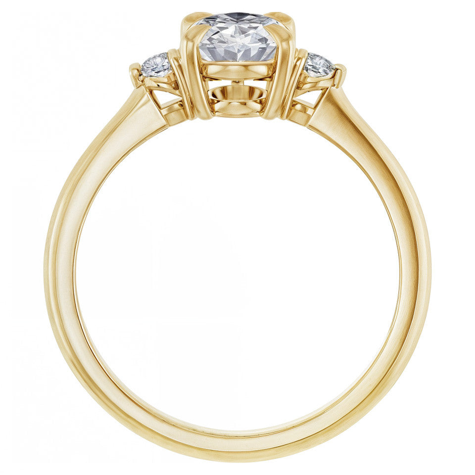 Oval Moissanite Unique Three Stone Engagement Ring