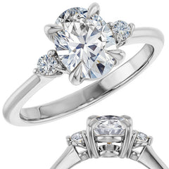 Oval Moissanite Unique Three Stone Engagement Ring